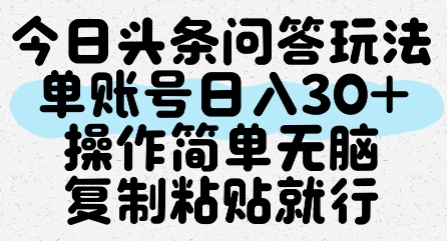 今日头条问答玩法，单账号日入30+，操作简单无脑复制粘贴就行-徐小晨博客