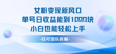 女粉变现新玩法新风口 单号操作能日入多张 小白也能轻松上手-徐小晨博客