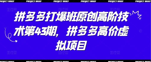 拼多多打爆班原创高阶技术第43期，拼多多高价虚拟项目-徐小晨博客