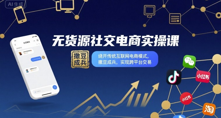 无货源社交电商实操课，绕开传统互联网电商模式，撒豆成兵，实现跨平台交易-徐小晨博客