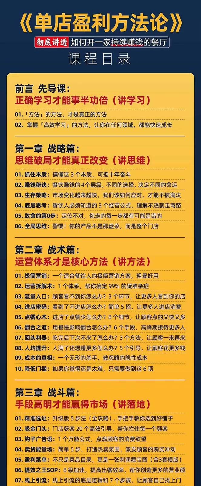 餐饮店盈利实操方法：教你怎样开一家持续能赚钱的餐厅（25节）-徐小晨博客