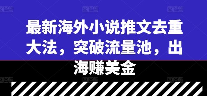 最新海外小说推文去重大法，突破流量池，出海赚美金-徐小晨博客