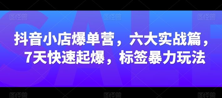 抖音小店爆单营，六大实战篇，7天快速起爆，标签暴力玩法-徐小晨博客