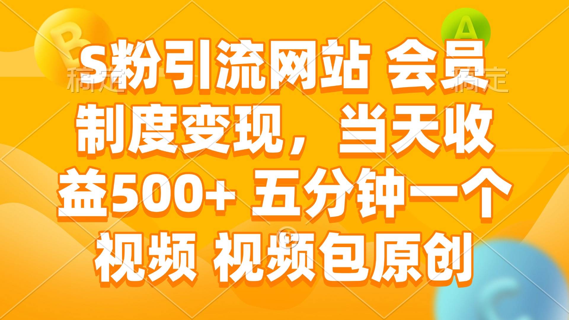 S粉引流网站 会员制度变现，当天收益500+ 五分钟一个视频 视频包原创-徐小晨博客