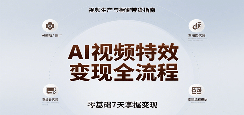 AI视频特效变现全流程，零基础7天掌握视频生产到橱窗带货变现-徐小晨博客