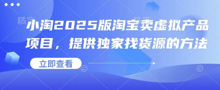 小淘2025版淘宝卖虚拟产品项目，提供独家找货源的方法-徐小晨博客