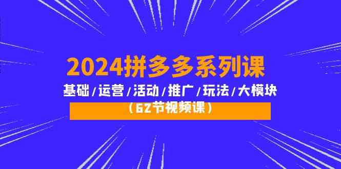 2024拼多多系列课：基础/运营/活动/推广/玩法/大模块（62节视频课）-徐小晨博客