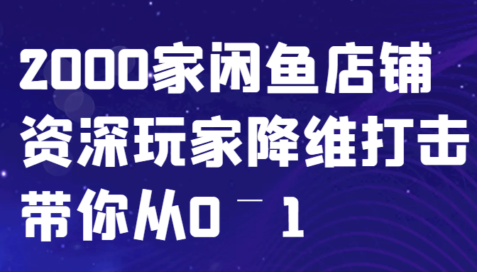 闲鱼已经饱和？纯扯淡！2000家闲鱼店铺资深玩家降维打击带你从0–1-徐小晨博客