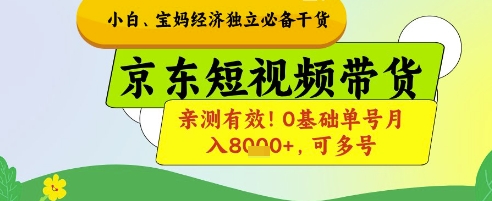 小白宝妈经济独立必备干货，京东短视频带货，亲测有效!0基础单号月入8k+，可多号【揭秘】-徐小晨博客