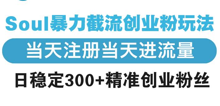 Soul暴力截流创业粉玩法，当天注册当天进流量，日稳定300+精准创业粉丝-徐小晨博客