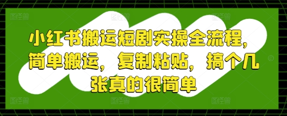 小红书搬运短剧实操全流程，简单搬运，复制粘贴，搞个几张真的很简单-徐小晨博客