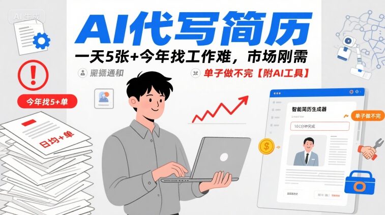 AI代写简历，一天5张+今年找工作难，市场刚需，单子做不完【附AI工具】-徐小晨博客