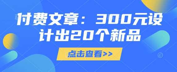 付费文章：300元设计出20个新品-徐小晨博客