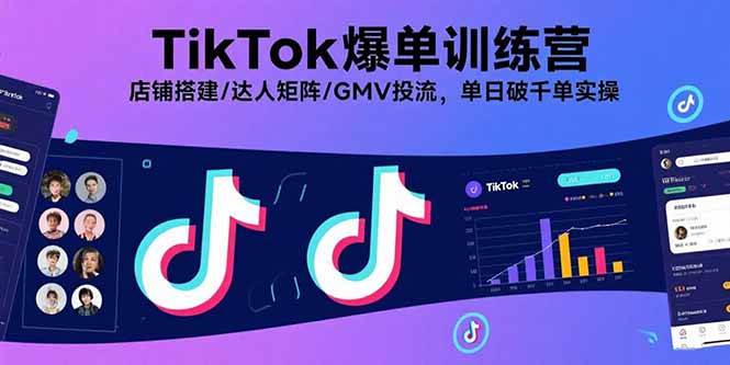 TikTok爆单训练营，店铺搭建/达人矩阵/GMV投流，单日破千单实操-徐小晨博客