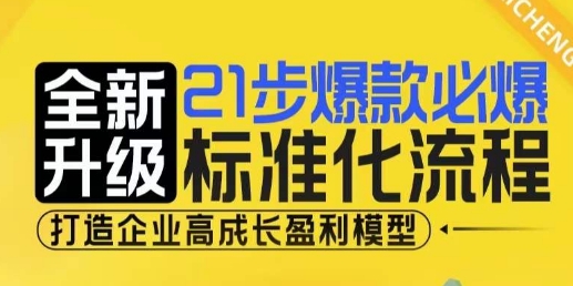 21步爆款必爆标准化流程，全新升级，打造企业高成长盈利模型-徐小晨博客