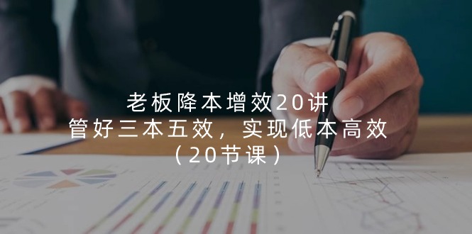 老板 降本增效20讲，管好 三本五效，实现低本高效（20节课）-徐小晨博客