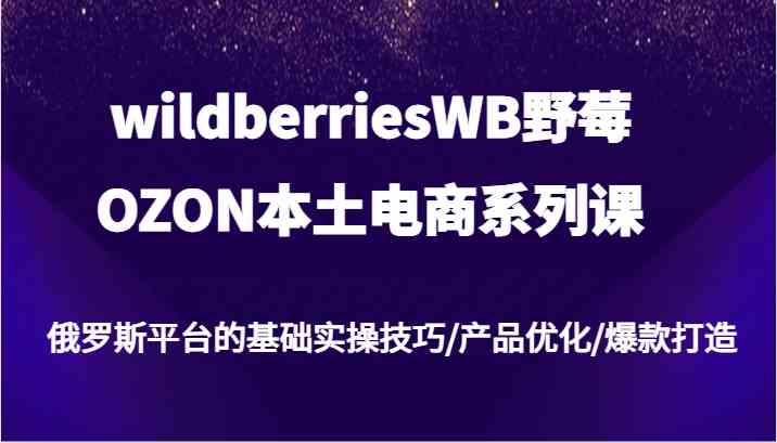 wildberriesWB野莓/OZON本土电商系列课，俄罗斯平台的基础实操技巧/产品优化/爆款打造-徐小晨博客