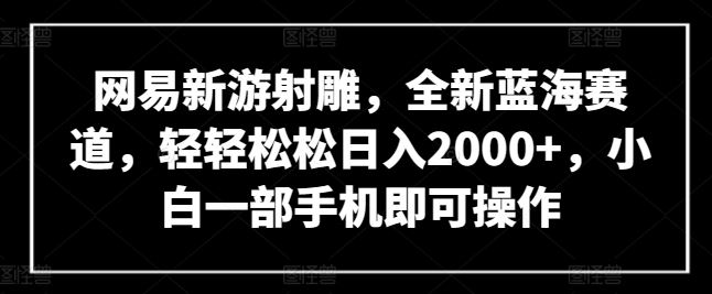 网易新游射雕，全新蓝海赛道，轻轻松松日入2000+，小白一部手机即可操作【揭秘】-徐小晨博客