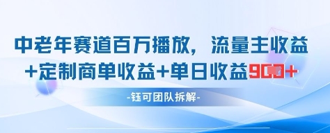 中老年赛道百万播放+流量主收益+定制收益，单日收益9张-徐小晨博客