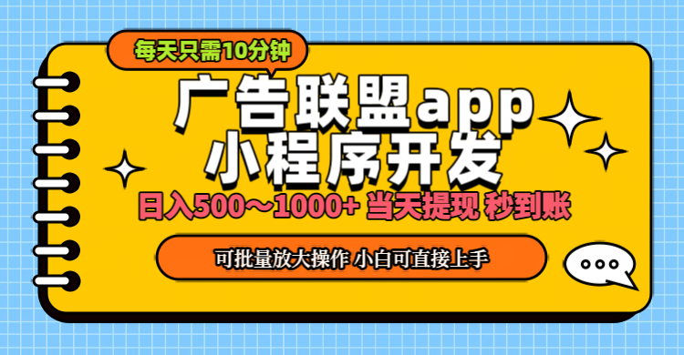 小程序开发 广告赚钱 日入500~1000+ 小白轻松上手！-徐小晨博客