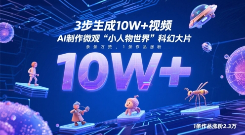 3步生成10W+视频，AI制作微观“小人物世界”科幻大片，条条万赞，1条作品涨粉2.3W-徐小晨博客