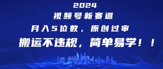 2024视频号新赛道，月入5位数+，原创过审，搬运不违规，简单易学【揭秘】-徐小晨博客