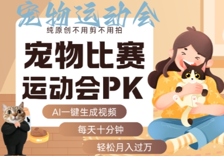AI一键生成宠物比赛运动会PK视频，纯原创不用剪不用拍，每天十分钟，轻松月入过1W+-徐小晨博客