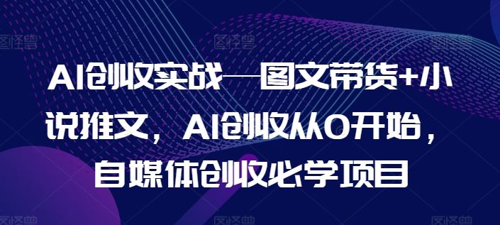 AI创收实战—图文带货+小说推文，AI创收从0开始，自媒体创收必学项目-徐小晨博客