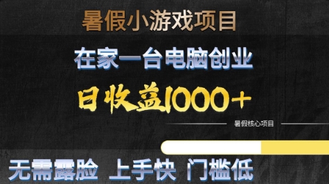 暑假小游戏项目，在家一台电脑创业，日收益1k+，无需露脸，上手快门槛低【揭秘】-徐小晨博客