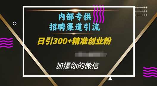 内部招聘渠道日引流300+创业粉，加爆你的微信【揭秘】-徐小晨博客