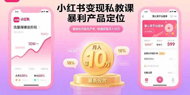小红书变现私教课，暴利产品定位，高转化内容生产术，快速实现月入10万-徐小晨博客
