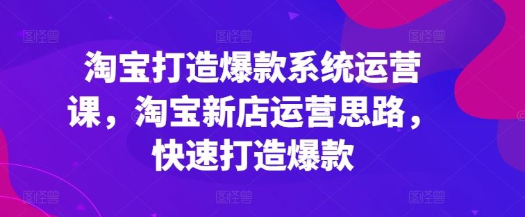 淘宝打造爆款系统运营课，淘宝新店运营思路，快速打造爆款-徐小晨博客