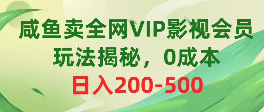咸鱼卖全网VIP影视会员，玩法揭秘，0成本日入200-500-徐小晨博客