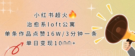 小红书超火的治愈系loft公寓，单条作品点赞16W，3分钟一条，单日变现数张-徐小晨博客