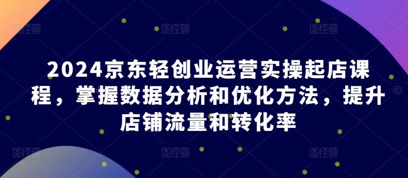 2024京东轻创业运营实操起店课程，掌握数据分析和优化方法，提升店铺流量和转化率-徐小晨博客