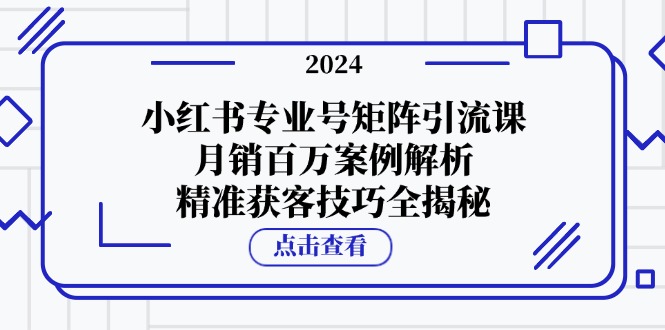 小红书专业号矩阵引流课，月销百万案例解析，精准获客技巧全揭秘-徐小晨博客