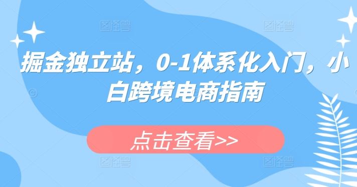 掘金独立站，0-1体系化入门，小白跨境电商指南-徐小晨博客