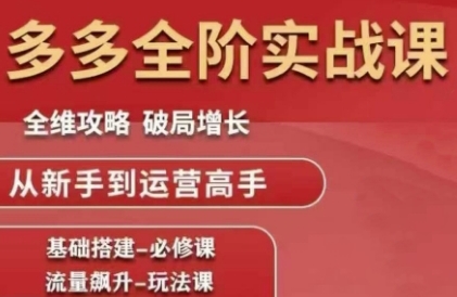 拼多多全阶实战课程，全维攻略，破局增长，从新手到运营高手-徐小晨博客