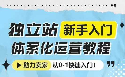 独立站新手入门体系化运营教程，助力独立站卖家从0-1快速入门!-徐小晨博客