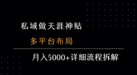 私域做天涯神贴 多平台布局 月入5k+详细流程拆解-徐小晨博客