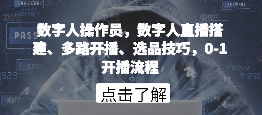 数字人操作员，数字人直播搭建、多路开播、选品技巧，0-1开播流程-徐小晨博客
