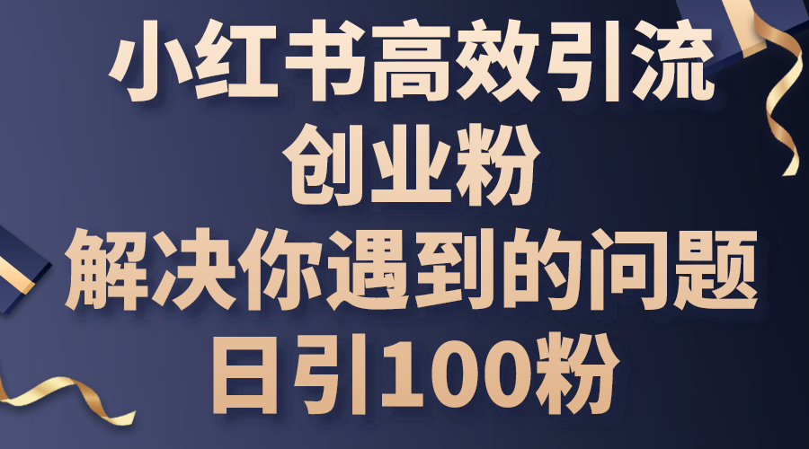 小红书高效引流创业粉，解决你遇到的问题，日引100粉-徐小晨博客