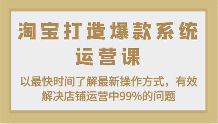 淘宝打造爆款系统运营课：以最快时间了解最新操作方式，有效解决店铺运营中99%的问题-徐小晨博客