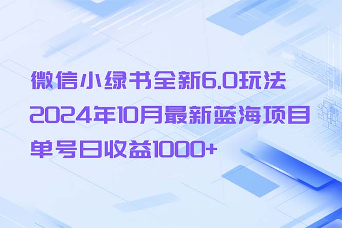 微信小绿书全新6.0玩法，2024年10月最新蓝海项目，单号日收益1000+-徐小晨博客
