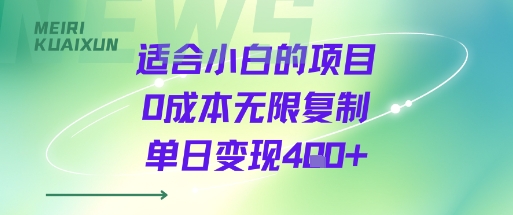 适合小白的项目0成本无限复制单日变现4张+-徐小晨博客
