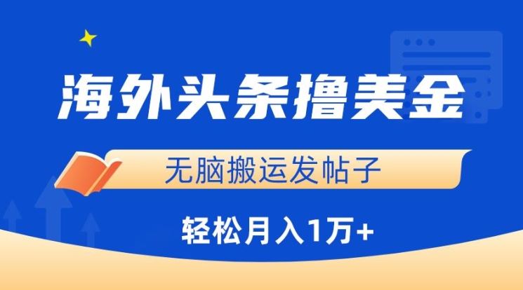 海外头条撸美金，无脑搬运发帖子，月入1万+，小白轻松掌握【揭秘】-徐小晨博客