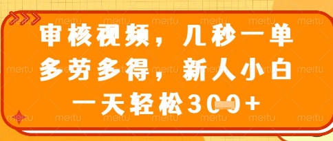 视频审核员，几秒一单，不限时间，不限地点，多做多得，新人小白一天轻松几张+【揭秘】-徐小晨博客