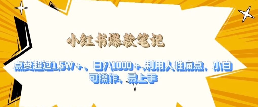 利用人性的痛点，打造爆款笔记，获得点赞超过1.5W+，日入1k【揭秘】-徐小晨博客