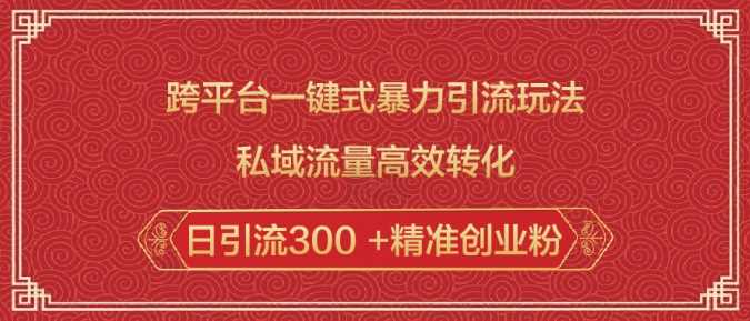 跨平台一键式暴力引流玩法，私域流量高效转化日引流300 +精准创业粉-徐小晨博客