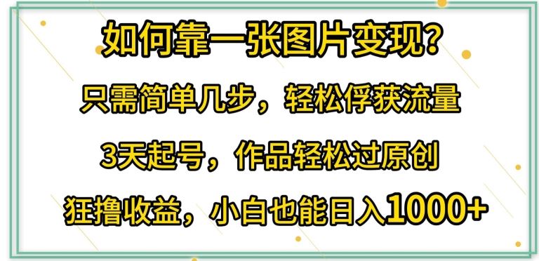 如何靠一张图片变现?只需简单几步，轻松俘获流量，3天起号，作品轻松过原创【揭秘】-徐小晨博客